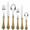 Casa Padrino Luxus Barock Essbesteck 6er Set Gold / Grün / Silber - Hotel & Restaurant Accessoires - Made in Italy