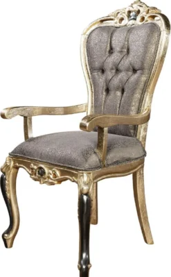 Casa Padrino Luxus Barock Esszimmer Set Lila / Antik Gold / Schwarz - 1 Barock Esstisch & 6 Barock Esszimmerstühle - Luxus Esszimmer Möbel im Barockstil - Prunkvolle Barock Esszimmer Möbel