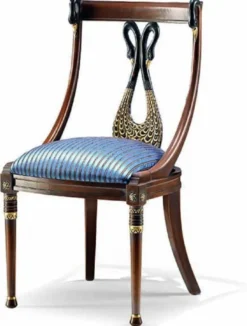 Casa Padrino Luxus Barock Esszimmer Stuhl Blau / Braun H. 98 cm - Made in Italy