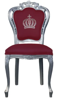 Casa Padrino Luxus Barock Esszimmerstuhl Pompöös by Harald Glööckler Weinrot / Silber - 48 x 54 x 105 cm