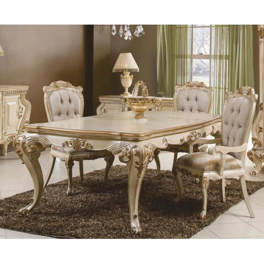 Casa Padrino Luxus Barock Esszimmer Set Grau / Creme / Gold - Barock Esszimmer Möbel