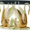 Casa Padrino Luxus Barock Esstisch mit Glasplatte Elfenbein / Gold 190 cm - Made in Italy