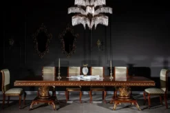 Casa Padrino Luxus Barock Esszimmer Set Braun / Gold - 1 Riesiger Barock Esstisch & 14 Barock Esszimmerstühle - Barock Esszimmer Möbel - Luxus Möbel im Barockstil - Edel & Prunkvoll