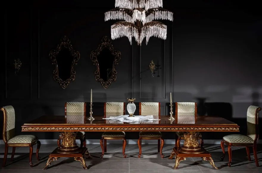 Casa Padrino Luxus Barock Esszimmer Set Braun / Gold - 1 Riesiger Barock Esstisch & 14 Barock Esszimmerstühle - Barock Esszimmer Möbel - Luxus Möbel im Barockstil - Edel & Prunkvoll