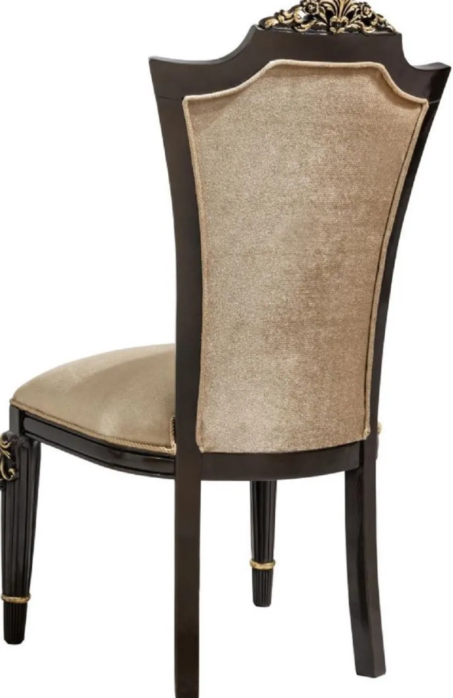Casa Padrino Luxus Barock Esszimmer Stuhl 8er Set Hellbraun - Barock Möbel