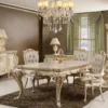Casa Padrino Luxus Barock Esstisch Cremefarben / Gold - Prunkvoller Massivholz Esszimmertisch im Barockstil - Prunkvolle Barock Esszimmer Möbel