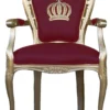 Casa Padrino Luxus Barock Esszimmerstuhl Pompöös by Harald Glööckler mit Armlehnen in Weinrot / Gold, Breite 48 cm