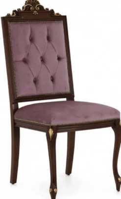 Casa Padrino Luxus Barock Esszimmerstuhl Set Lila / Dunkelbraun / Gold - Handgefertigtes Küchen Stühle 6er Set - Barock Esszimmer Möbel - Luxus Qualität - Made in Italy