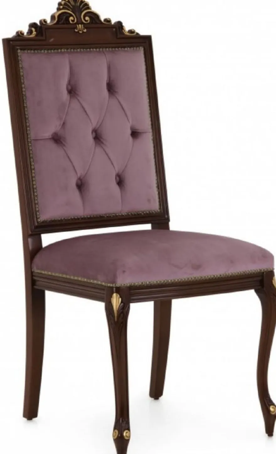 Casa Padrino Luxus Barock Esszimmerstuhl Set Lila / Dunkelbraun / Gold - Handgefertigtes Küchen Stühle 6er Set - Barock Esszimmer Möbel - Luxus Qualität - Made in Italy