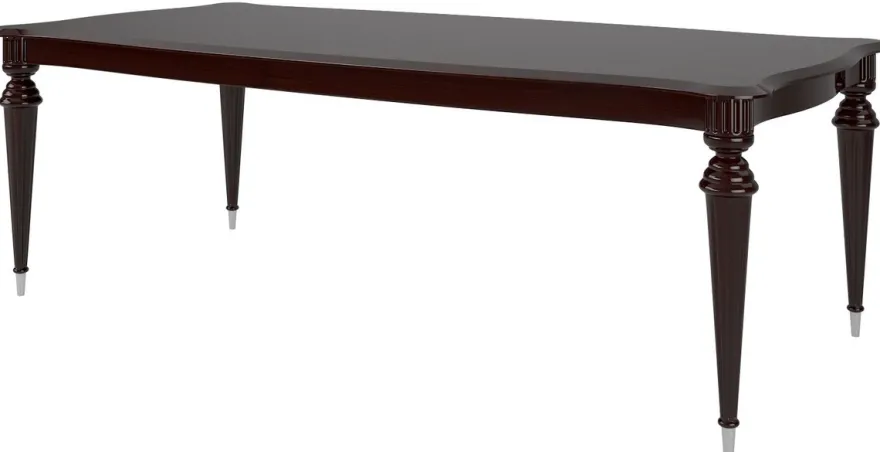Casa Padrino Luxus Barock Esstisch Dunkelbraun Hochglanz / Silber 218 x 108 x H. 77 cm - Edler Massivholz Esszimmertisch - Hochwertige Esszimmer Möbel im Barockstil