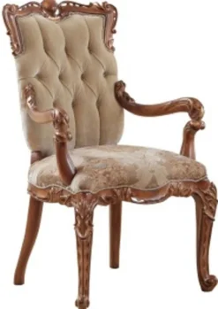Casa Padrino Luxus Barock Esszimmerstuhl 8er Set mit Armlehnen Beige / Braun - Barock Esszimmer & Restaurant Möbel - Edel & Prunkvoll