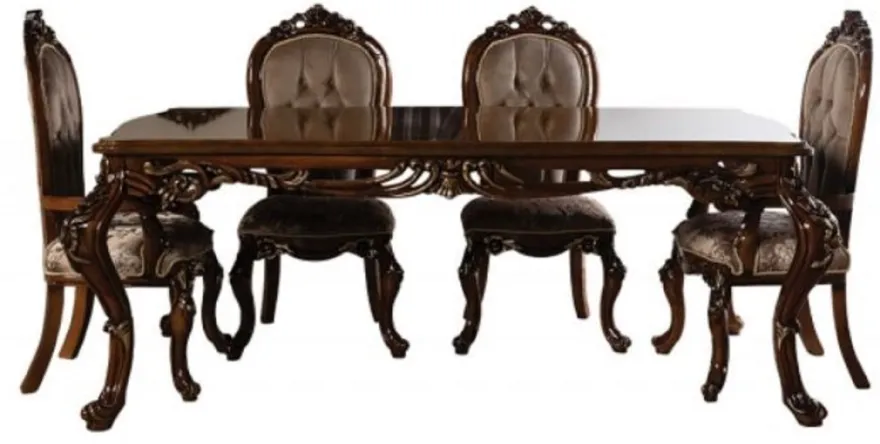 Casa Padrino Luxus Barock Esstisch Braun / Gold - Handgefertigter Massivholz Esszimmertisch im Barockstil - Prunkvolle Barock Esszimmer Möbel
