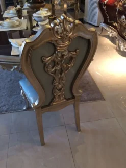 Casa Padrino Luxus Barock Esszimmer Stuhl Set Hellblau / Beige / Silber - Prunkvolles Küchen Stühle 8er Set - Barock Esszimmer Möbel