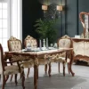 Casa Padrino Luxus Barock Esszimmer Set Cremefarben / Braun / Gold - 1 Esstisch & 6 Esszimmerstühle & 1 Vitrine & 1 Sideboard mit Wandspiegel - Barock Esszimmer Möbel - Edel & Prunkvoll