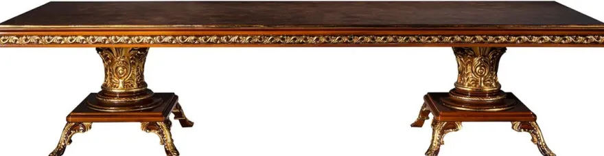 Casa Padrino Luxus Barock Esstisch Braun / Gold 350 x 120 x H. 80 cm - Massivholz Esszimmertisch - Esszimmer Möbel im Barockstil - Edel & Prunkvoll
