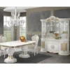 Casa Padrino Luxus Barock Esstisch Weiß / Gold 185-230 cm - Made in Italy