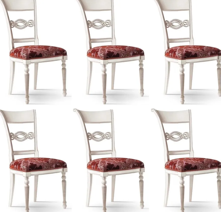 Casa Padrino Luxus Barock Esszimmerstuhl Set Bordeauxrot / Rosa / Weiß - Edles Barock Esszimmer Stühle 6er Set - Barock Esszimmer Möbel - Luxus Qualität - Made in Italy