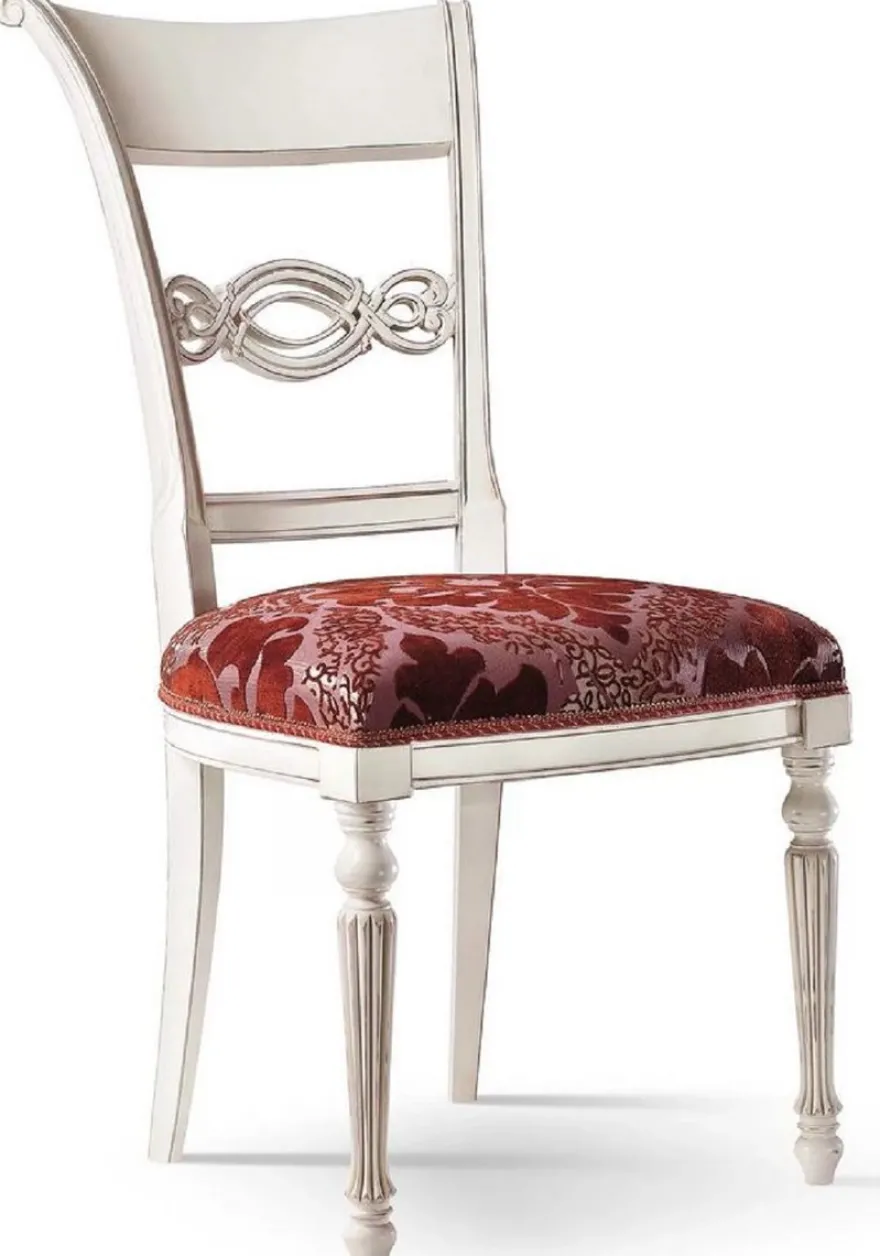 Casa Padrino Luxus Barock Esszimmerstuhl Set Bordeauxrot / Rosa / Weiß - Edles Barock Esszimmer Stühle 6er Set - Barock Esszimmer Möbel - Luxus Qualität - Made in Italy