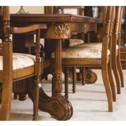 Casa Padrino Luxus Barock Esszimmer Set Braun / Creme - 1 Ausziehbarer Esstisch & 6 Stühle