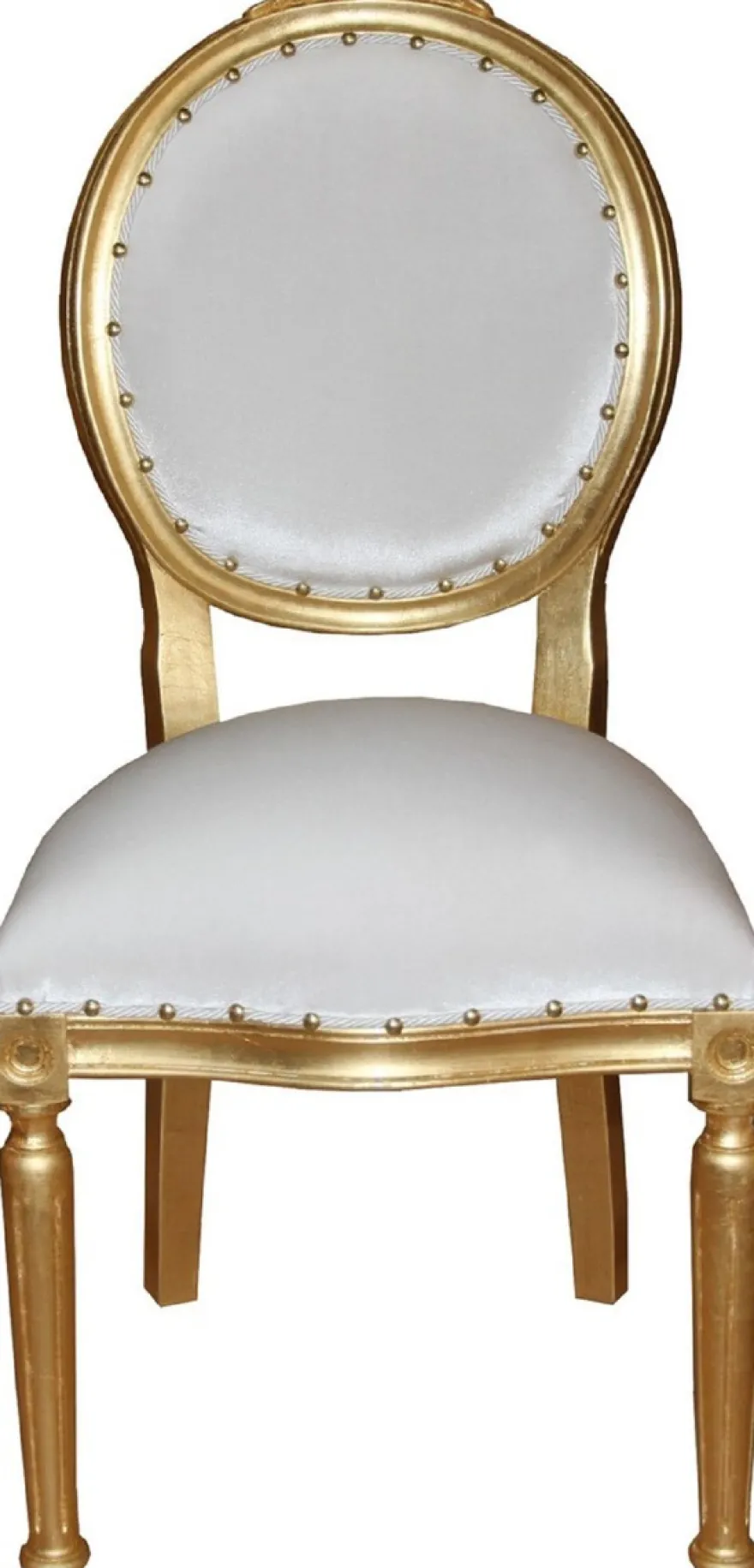 Casa Padrino Luxus Barock Esszimmer Set Medaillon Weiß / Gold 50 x 52 x H. 99 cm - 4 handgefertigte Esszimmerstühle - Barock Esszimmermöbel