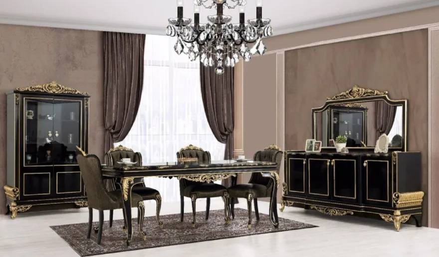 Casa Padrino Luxus Barock Esszimmer Stuhl Schwarz / Gold H. 110 cm - Barock Esszimmer Möbel