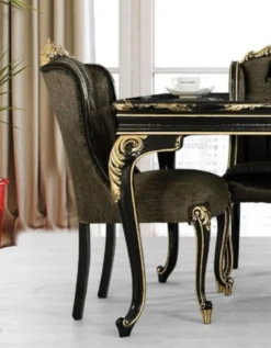 Casa Padrino Luxus Barock Esszimmer Stuhl Schwarz / Gold H. 110 cm - Barock Esszimmer Möbel