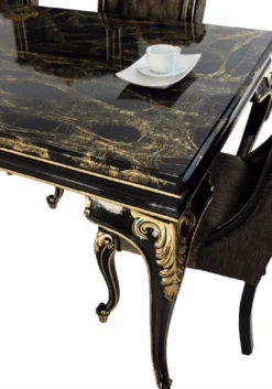 Casa Padrino Luxus Barock Esszimmer Stuhl Schwarz / Gold H. 110 cm - Barock Esszimmer Möbel