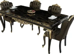 Casa Padrino Luxus Barock Esszimmer Stuhl Schwarz / Gold H. 110 cm - Barock Esszimmer Möbel