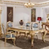 Casa Padrino Luxus Barock Esstisch Weiß / Braun / Gold - Prunkvoller Massivholz Esszimmertisch im Barockstil - Prunkvolle Barock Esszimmer Möbel