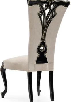 Casa Padrino Luxus Barock Esszimmer Stuhl Creme / Schwarz / Gold - Prunkvoller Barockstil Küchen Stuhl - Luxus Esszimmer Möbel im Barockstil - Barock Möbel - Edel & Prunkvoll