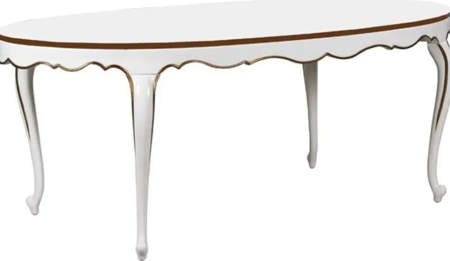 Casa Padrino Luxus Barock Esstisch Weiß / Gold 207 x 114 x H. 78 cm - Ovaler Mahagoni Küchentisch - Barock Esszimmer Möbel - Luxus Qualität