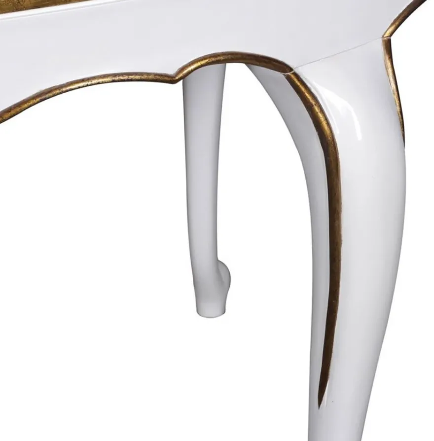 Casa Padrino Luxus Barock Esstisch Weiß / Gold 207 x 114 x H. 78 cm - Ovaler Mahagoni Küchentisch - Barock Esszimmer Möbel - Luxus Qualität