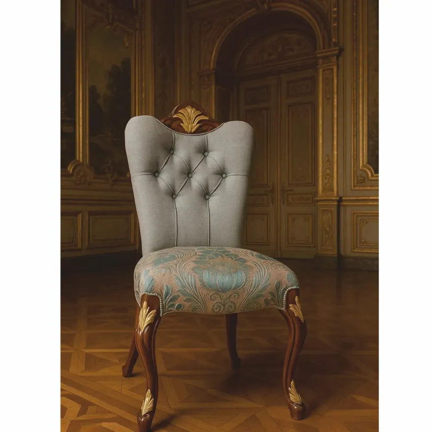Casa Padrino Luxus Barock Esszimmer Stuhl Grau / Türkis / Braun / Gold - Barock Möbel