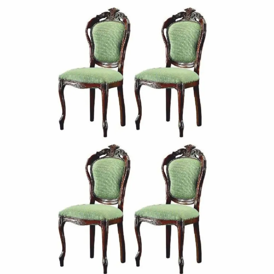 Casa Padrino Luxus Barock Esszimmer Stuhl 4er Set Grün / Dunkelbraun H. 100 cm - Barock Esszimmer Möbel