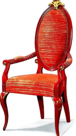 Casa Padrino Luxus Barock Esszimmerstuhl Set Rot / Gold - Prunkvolles Barock Esszimmer Stühle 6er Set mit Armlehnen - Barock Esszimmer Möbel - Luxus Qualität - Made in Italy