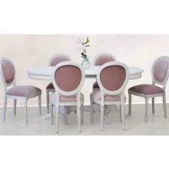Casa Padrino Luxus Barock Esstisch Weiß 160-200 cm - Barock Esszimmer Möbel