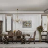 Casa Padrino Luxus Barock Esstisch Grau / Braun / Gold - Prunkvoller Barockstil Küchentisch - Luxus Esszimmer Möbel im Barockstil - Barock Esszimmer Möbel - Barock Einrichtung