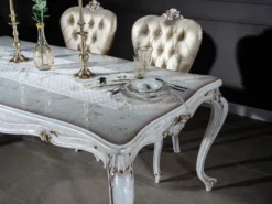 Casa Padrino Luxus Barock Esszimmer Stuhl Set Gold / Antik Weiß / Gold 57 x 65 x H. 113 cm - Küchen Stühle 6er Set - Barock Esszimmer Möbel - Edel & Prunkvoll
