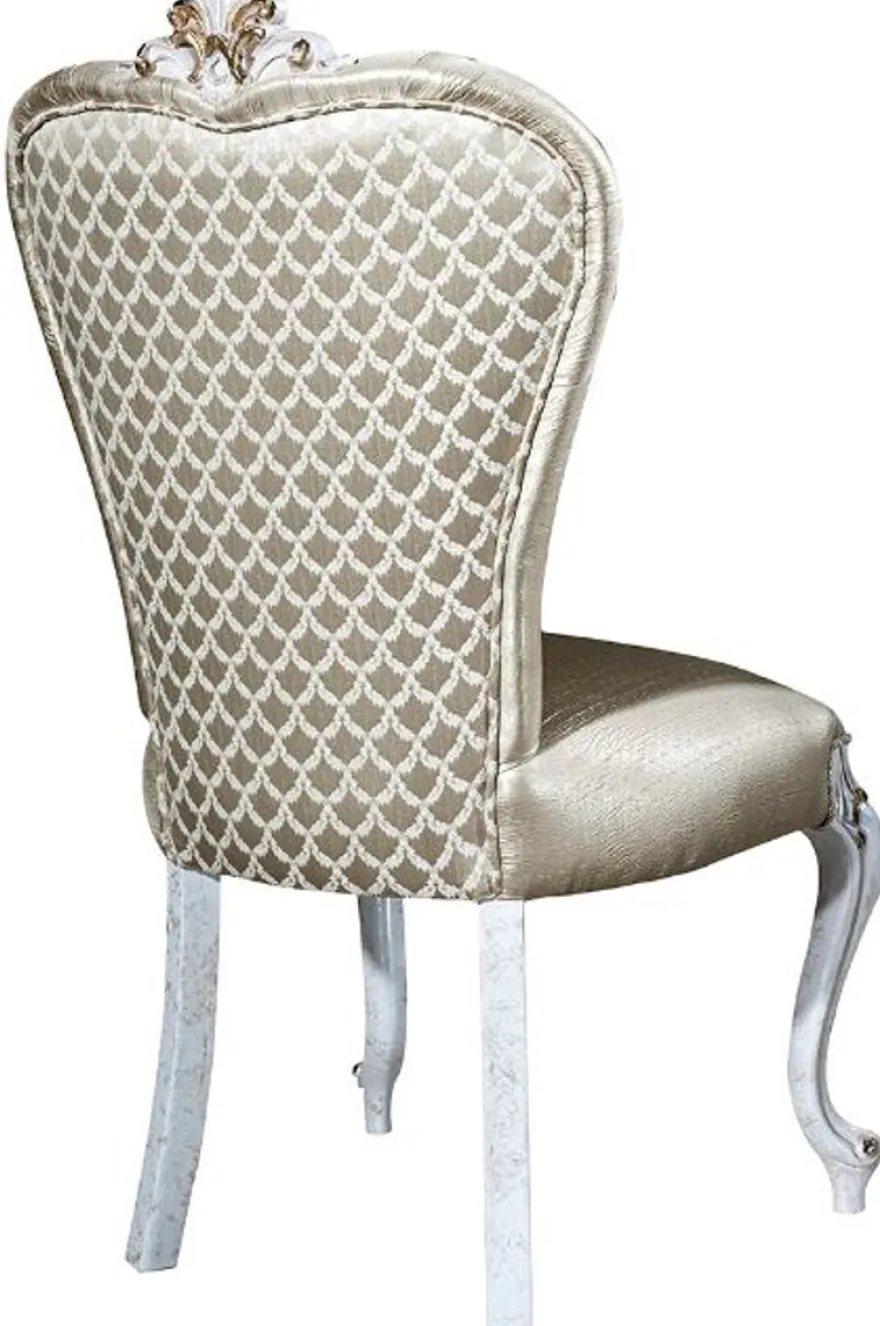 Casa Padrino Luxus Barock Esszimmer Stuhl Set Gold / Antik Weiß / Gold 57 x 65 x H. 113 cm - Küchen Stühle 6er Set - Barock Esszimmer Möbel - Edel & Prunkvoll