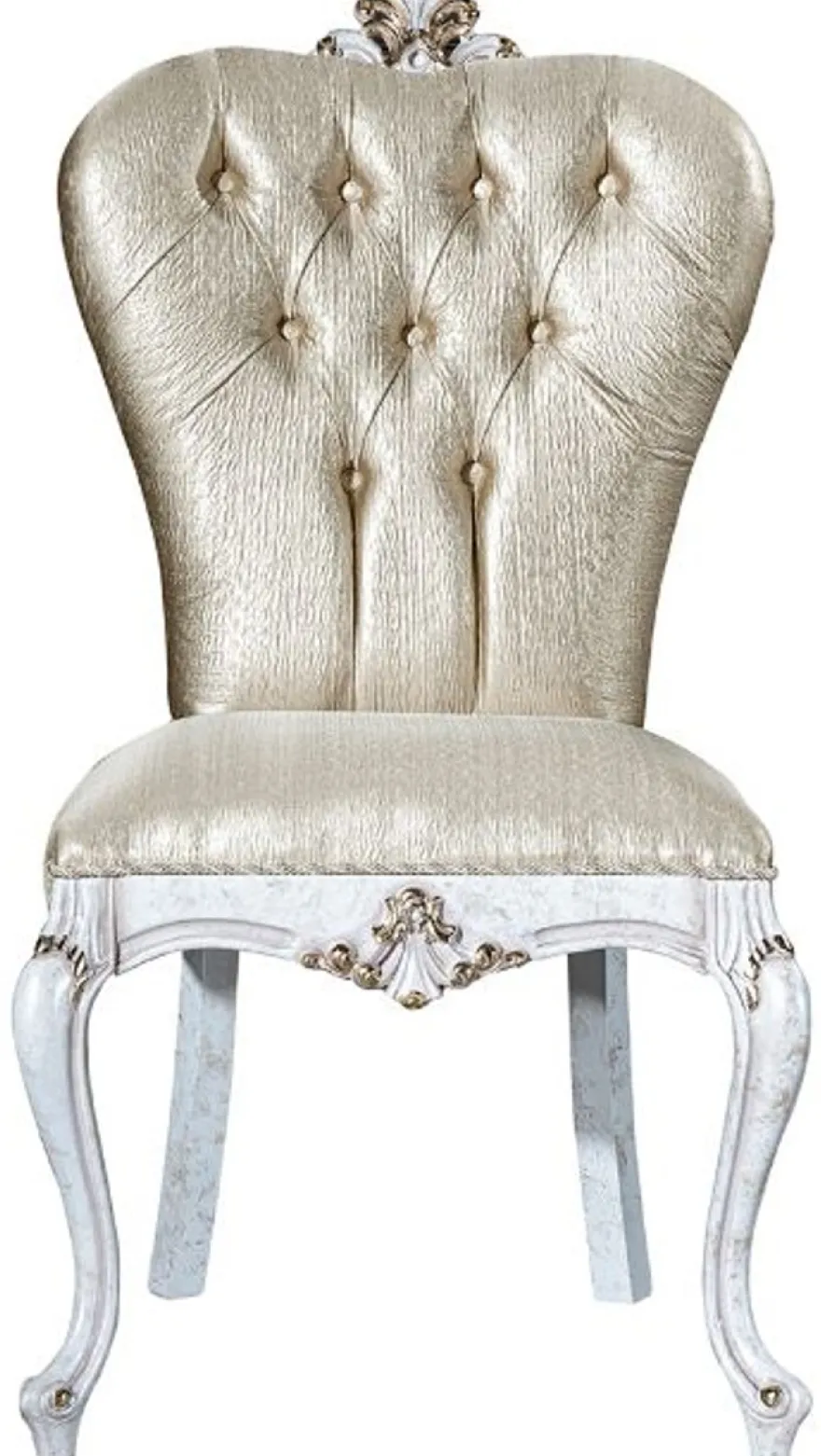 Casa Padrino Luxus Barock Esszimmer Stuhl Set Gold / Antik Weiß / Gold 57 x 65 x H. 113 cm - Küchen Stühle 6er Set - Barock Esszimmer Möbel - Edel & Prunkvoll