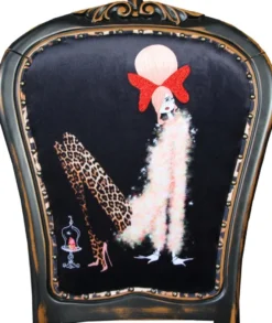 Casa Padrino Luxus Barock Esszimmer Set Dame mit High Heels Leopard / Schwarz / Braun 50 x 50 x H. 110 cm - 4 handgefertigte Esszimmerstühle - Barockmöbel