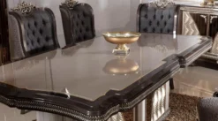 Casa Padrino Luxus Barock Esstisch Grau / Dunkelbraun / Gold - Rechteckiger Barockstil Küchentisch - Luxus Esszimmer Möbel im Barockstil - Barock Esszimmer Möbel - Barock Einrichtung