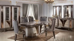 Casa Padrino Luxus Barock Esstisch Grau / Dunkelbraun / Gold - Rechteckiger Barockstil Küchentisch - Luxus Esszimmer Möbel im Barockstil - Barock Esszimmer Möbel - Barock Einrichtung