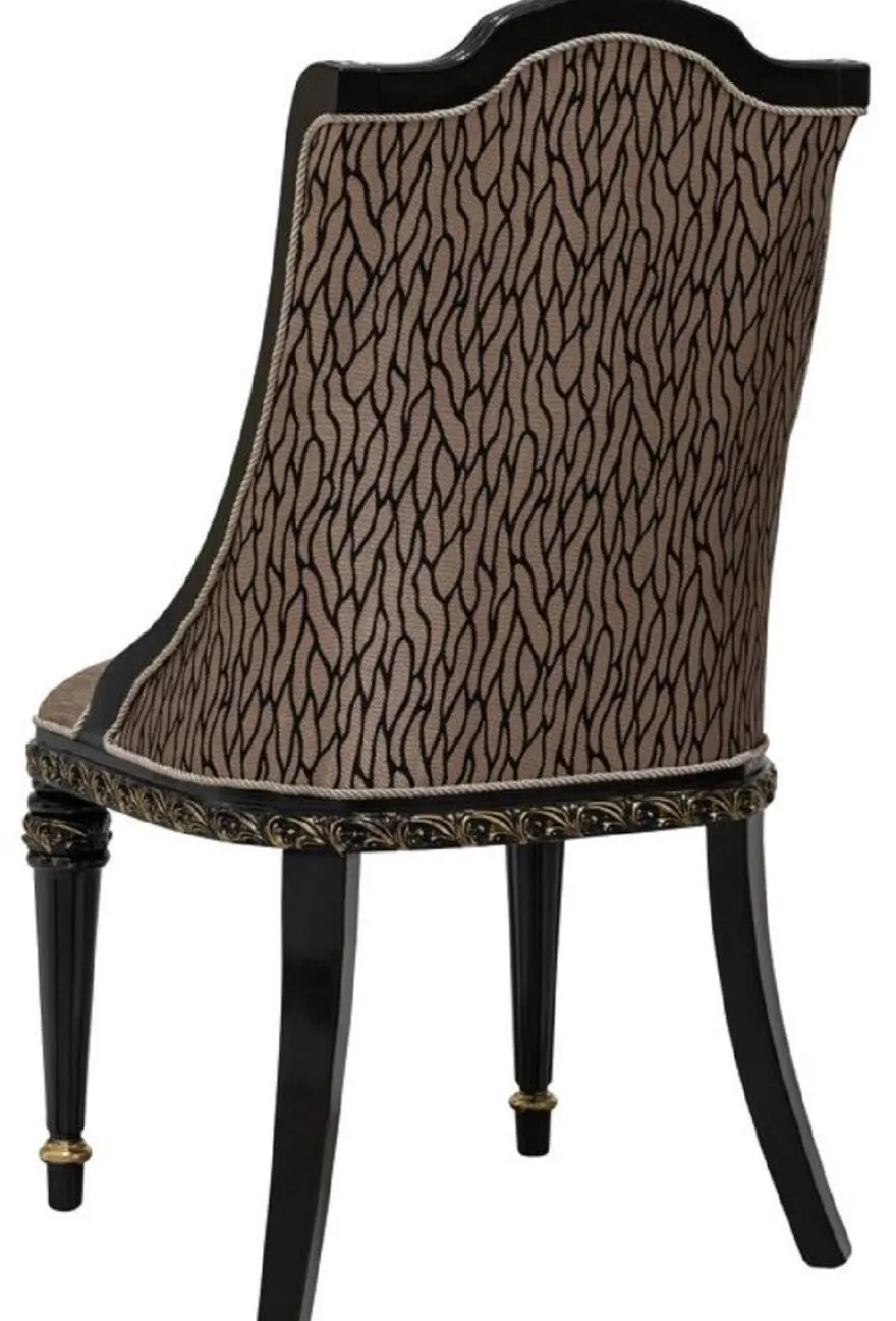 Casa Padrino Luxus Barock Esszimmer Stuhl 6er Set Silber / Schwarz / Gold - Prunkvolle Barockstil Küchen Stühle - Luxus Barockstil Esszimmer Möbel - Barock Esszimmer Möbel - Barockstil Möbel