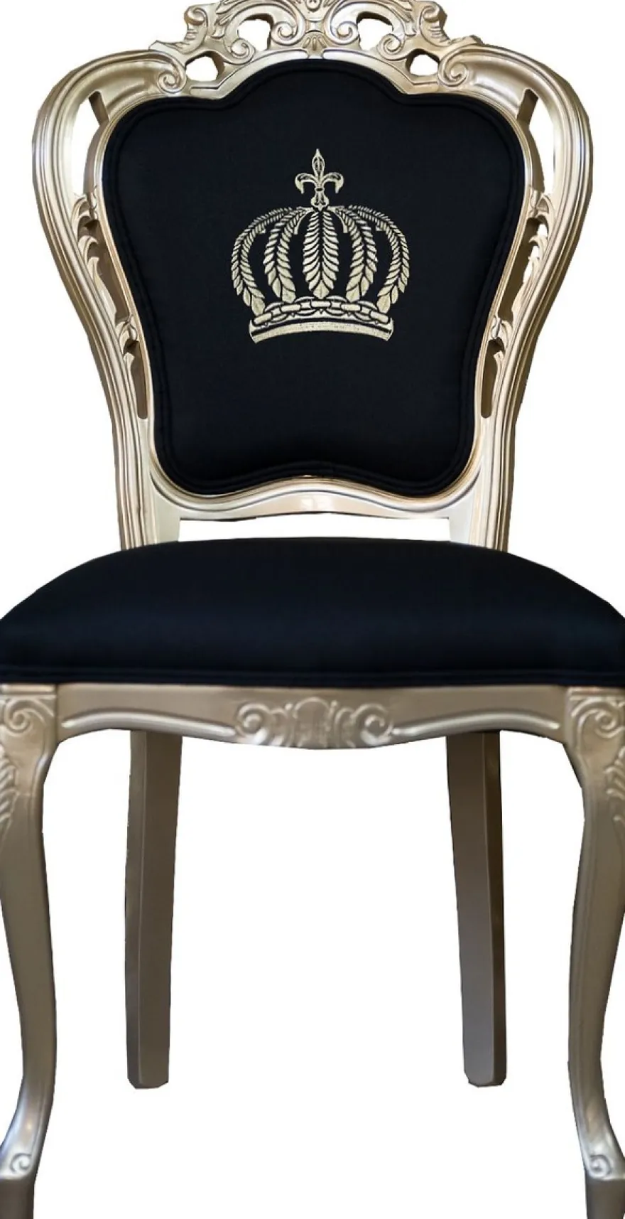 Casa Padrino Luxus Barock Esszimmerstuhl Pompöös von Harald Glööckler Schwarz / Gold, 48x54x105 cm