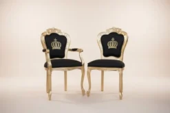 Casa Padrino Luxus Barock Esszimmerstuhl Pompöös von Harald Glööckler Schwarz / Gold, 48x54x105 cm