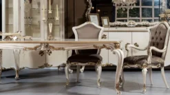 Casa Padrino Luxus Barock Esszimmer Set - 1 Barock Esstisch & 8 Barock Esszimmerstühle - Prunkvolle Esszimmer Möbel im Barockstil