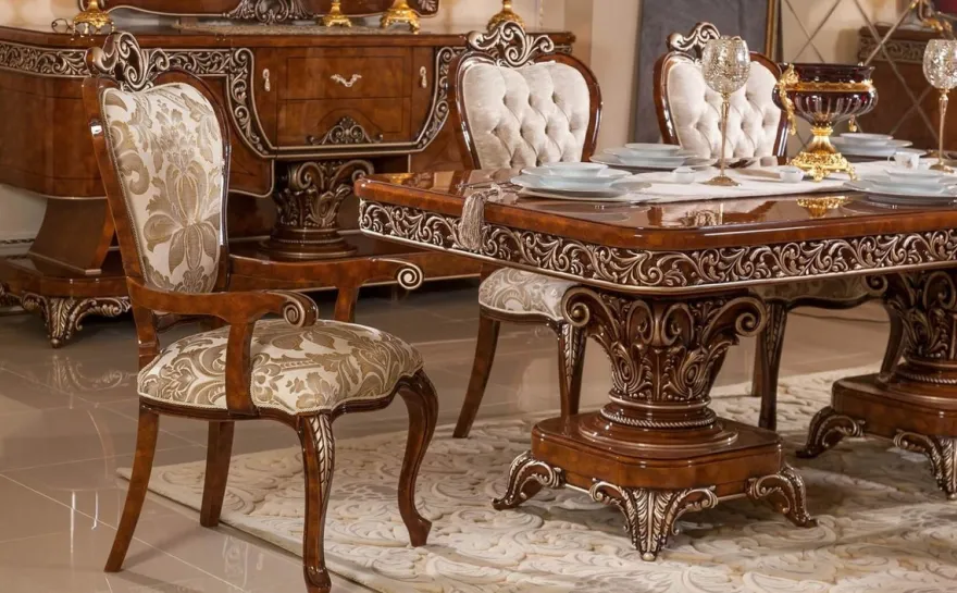Casa Padrino Luxus Barock Esstisch Braun / Bronze - Prunkvoller Massivholz Esszimmertisch im Barockstil - Barock Esszimmer Möbel - Luxus Esszimmer Möbel im Barockstil - Edel & Prunkvoll