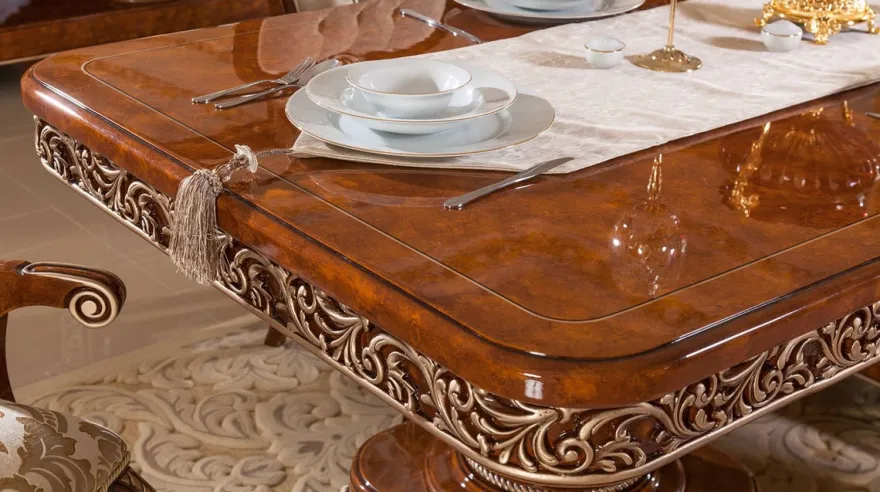 Casa Padrino Luxus Barock Esstisch Braun / Bronze - Prunkvoller Massivholz Esszimmertisch im Barockstil - Barock Esszimmer Möbel - Luxus Esszimmer Möbel im Barockstil - Edel & Prunkvoll