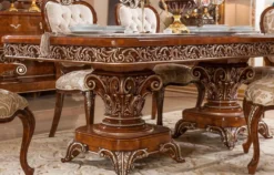 Casa Padrino Luxus Barock Esstisch Braun / Bronze - Prunkvoller Massivholz Esszimmertisch im Barockstil - Barock Esszimmer Möbel - Luxus Esszimmer Möbel im Barockstil - Edel & Prunkvoll